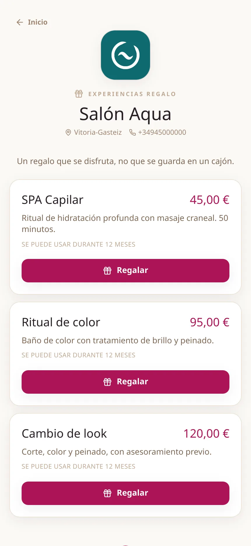 La tienda de experiencias regalo del salón.